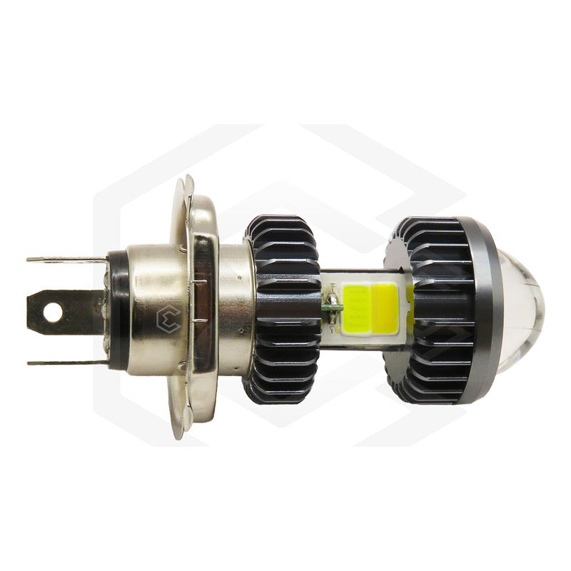 Foco Moto H4 Lupa Proyector Ba20d Bicolor 66 Leds 2 Funcion