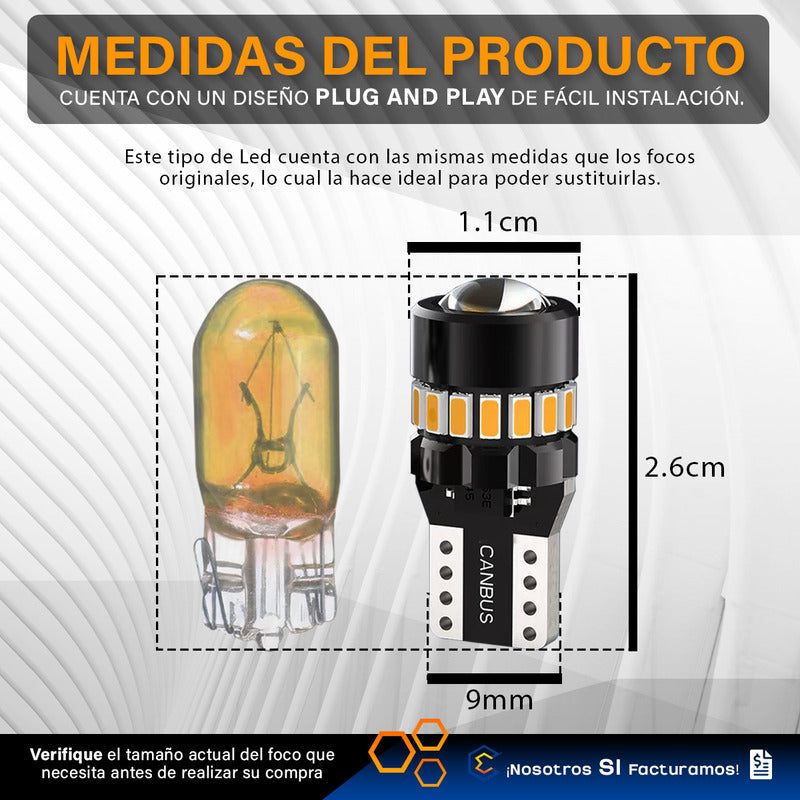 Par De Focos De Pellizco 19 Leds T10 Canbus Lupa 2.4w 700lm