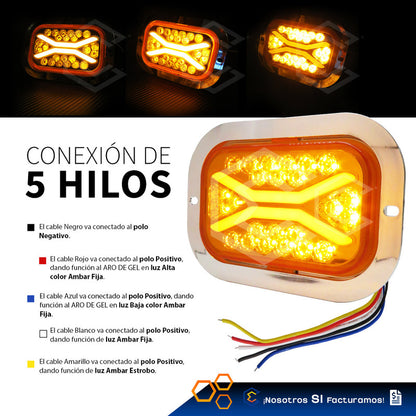 Par De Plafon 24 Leds Rectangular Aro Gel 4 Funciones 12-24v