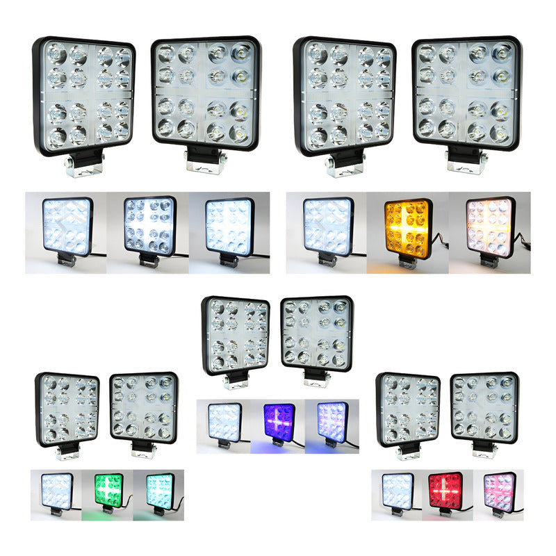 Par De Faros Cuadrados 33 Leds Aro De Luz Cruz Ip67 12-24v