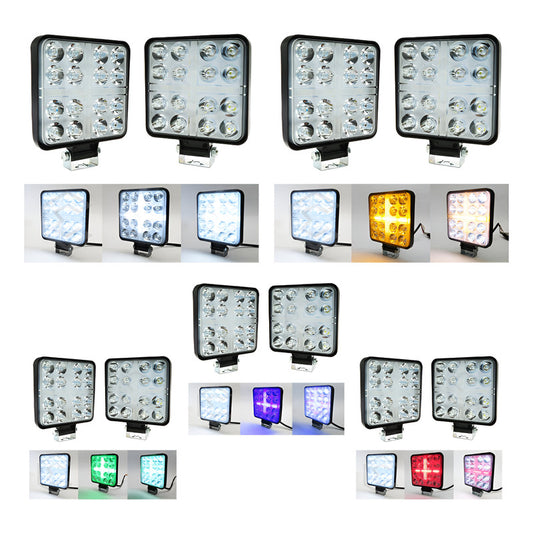 Par De Faros Cuadrados 33 Leds Aro De Luz Cruz Ip67 12-24v