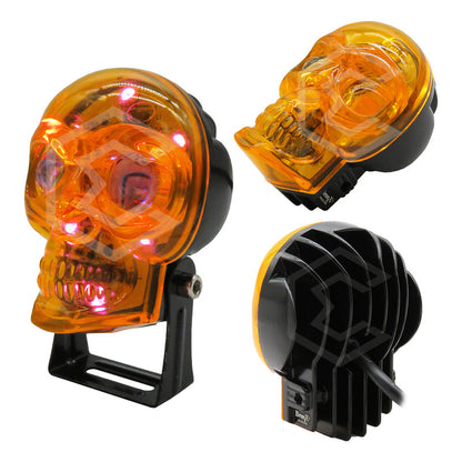 Par Faros 18 Leds 2 Lupas Rgb Calavera 12 Funciones 12-24v
