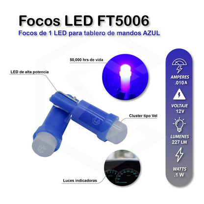 Kit 4 Focos 1 Led Pellizco T5 2721 Tablero Cluster Tipo Vela
