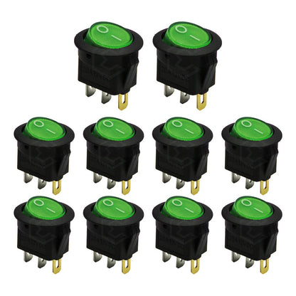 Switch Interruptor De Tecla Redondo 1 Paso Con Luz 10 Piezas