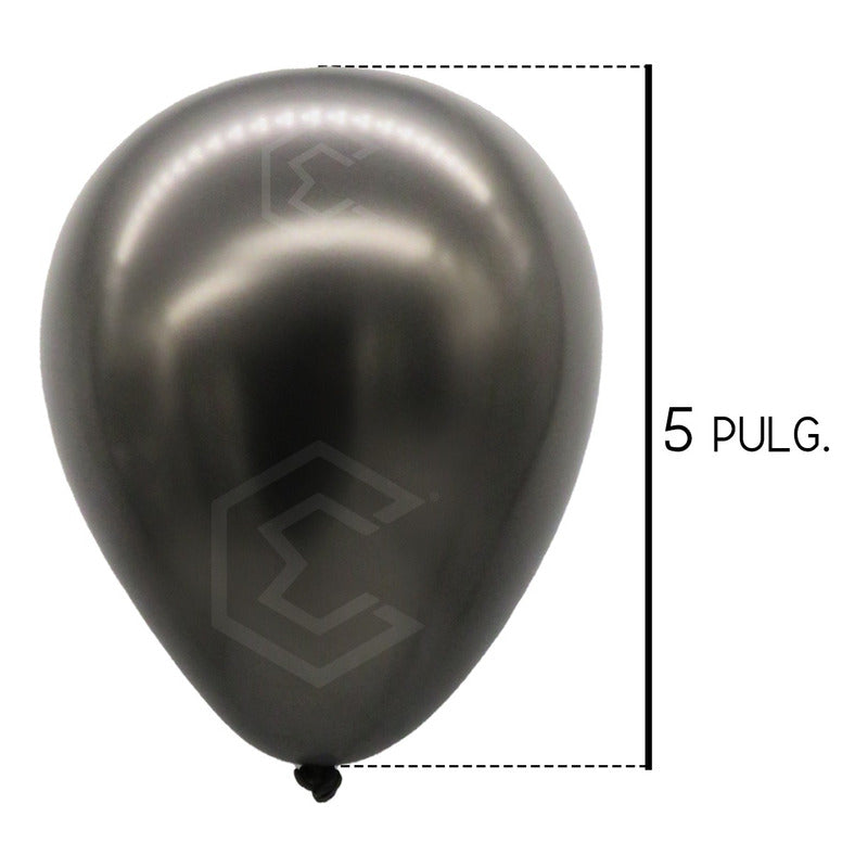 Bolsa 100 Globos Negro Metalizado #5 Fiestas Y Bodas Latex Negro Metalizado