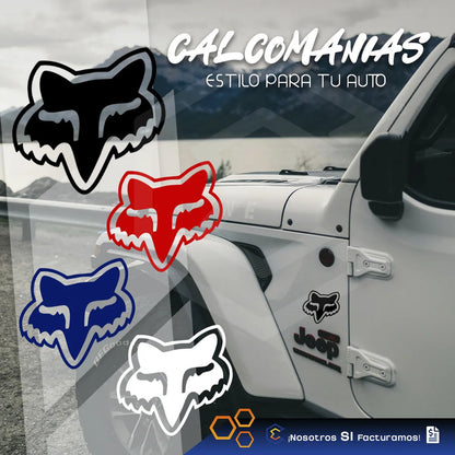 10 Calcomanía Fox Zorro Azul Sticker Vinil Auto Moto 8.4cm