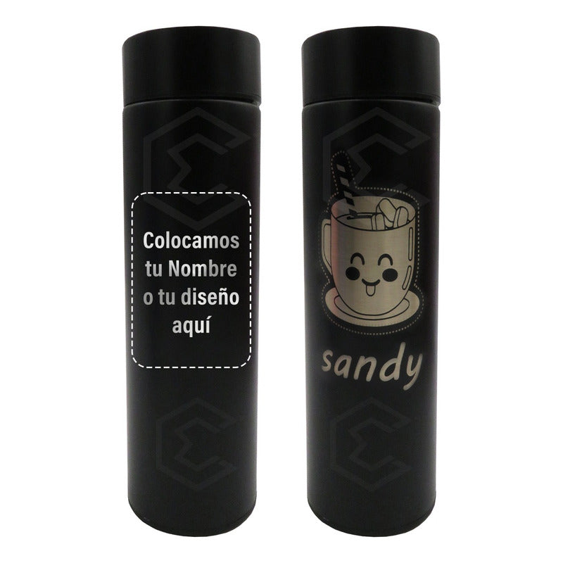 Termo Digital Personalizado Nombre Logo Grabado Láser 500ml
