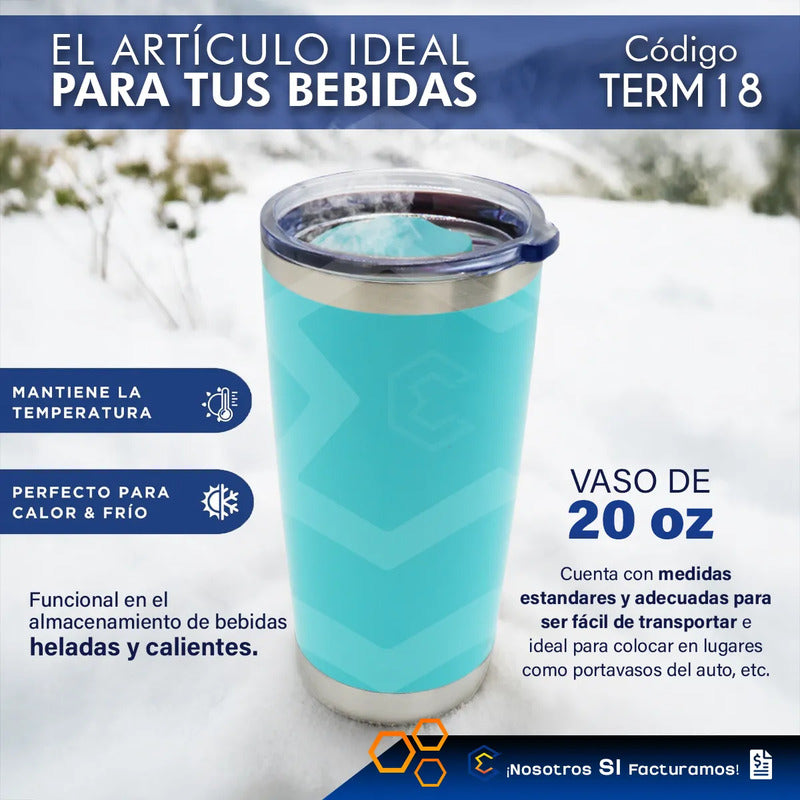 Termo Vaso Personalizado Nombre O Logo Láser 20oz Acero Inox Azul Marino