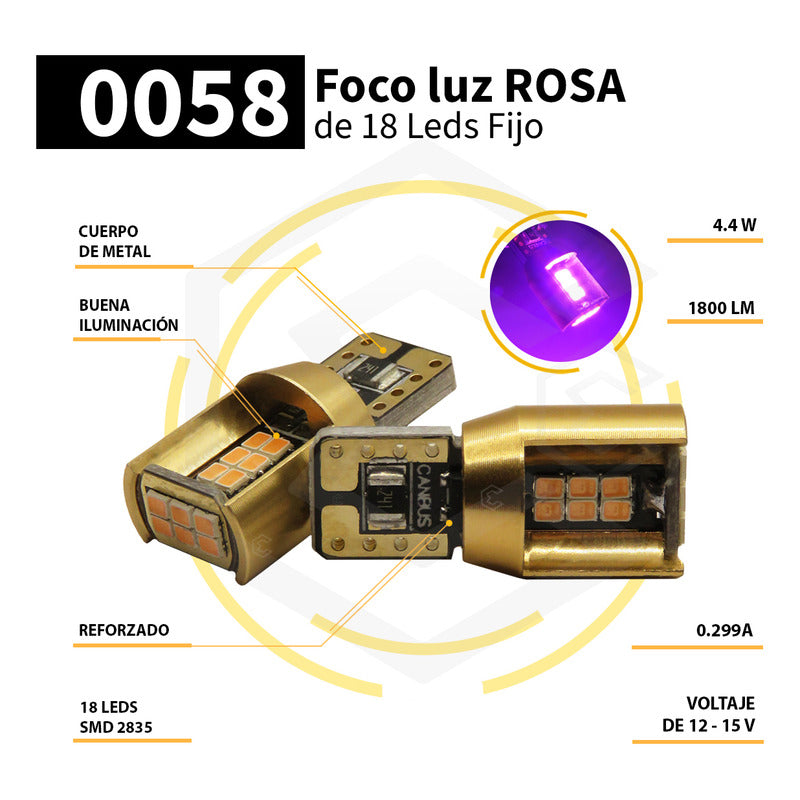 Par De Focos De Pellizco T10 18 Leds Canbus Aluminio 12v