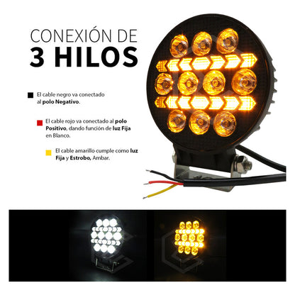 Par Faros 16 Leds 10 Lupas Bicolor 3 Funciones Flecha 12-24v