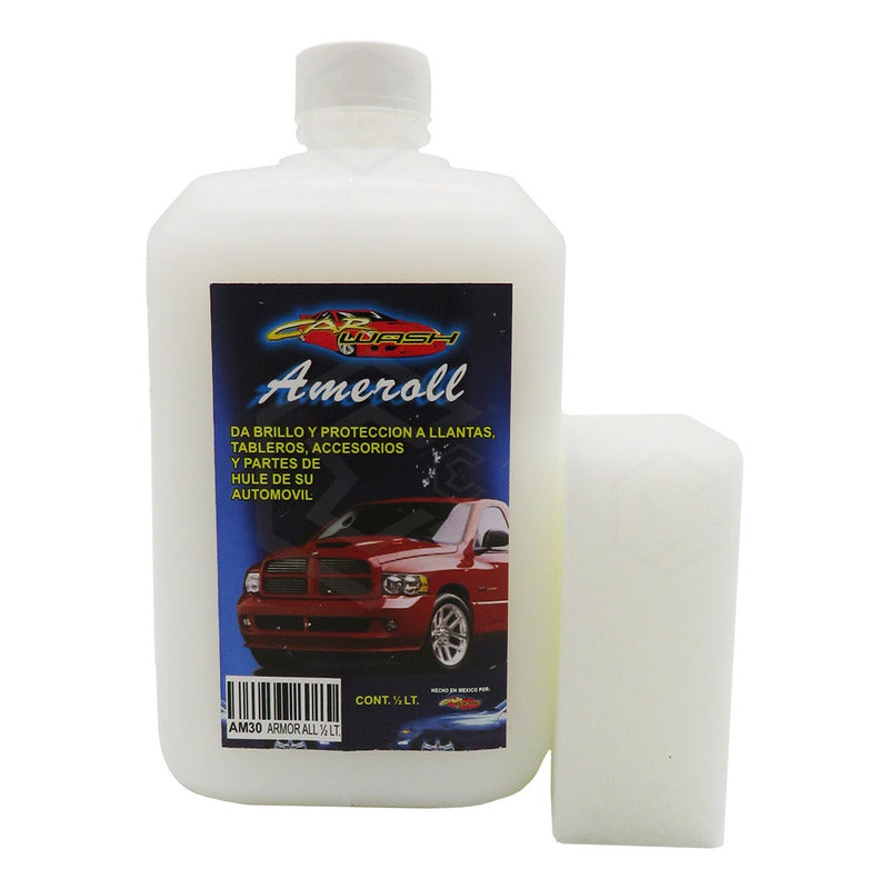 2 Abrillantador Protección Hule Plástico Cn 2 Esponjas 500ml Blanco