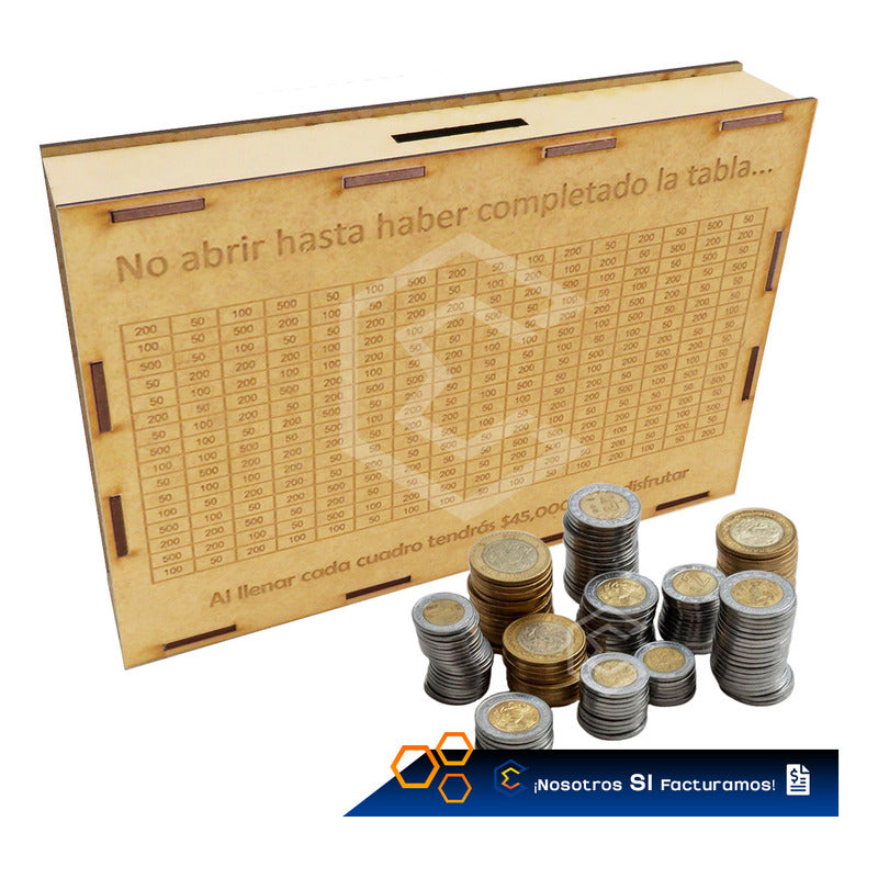 Alcancia Caja De Ahorro Con Objetivo 10k 25k 45k Dinero Mdf