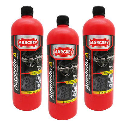 3 Autobrillo A 1l Abrillanta Protege Tablero Llanta Margrey Blanco