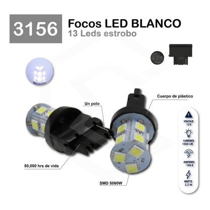 Par Focos 13 Led 3156 Cuarto Direccional Función Estrobo 12v