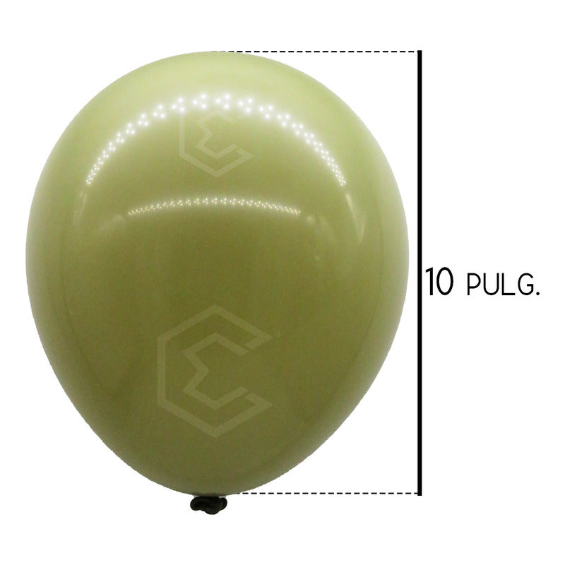 Bolsa 100 Globos Verde Oscuro Brillo #10 Fiestas Bodas Latex Verde