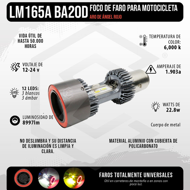 Foco Carro/moto Ba20d Csp Led Bicolor Ojo Ángel 2 Caras 22 W