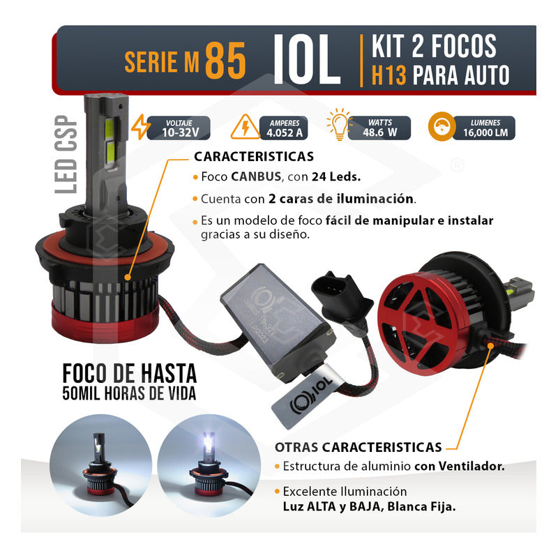Kit Focos Led H13 Csp Canbus Ventilador Alta Y Baja 16000lm H13