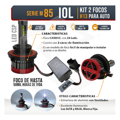 Kit Focos Led H13 Csp Canbus Ventilador Alta Y Baja 16000lm H13