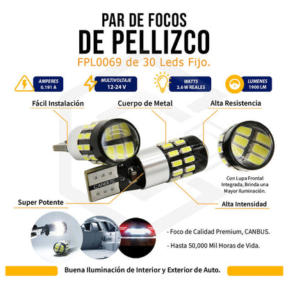 Kit De Focos Pellizco 30 Led Calidad Premium Canbus 12/24v T10