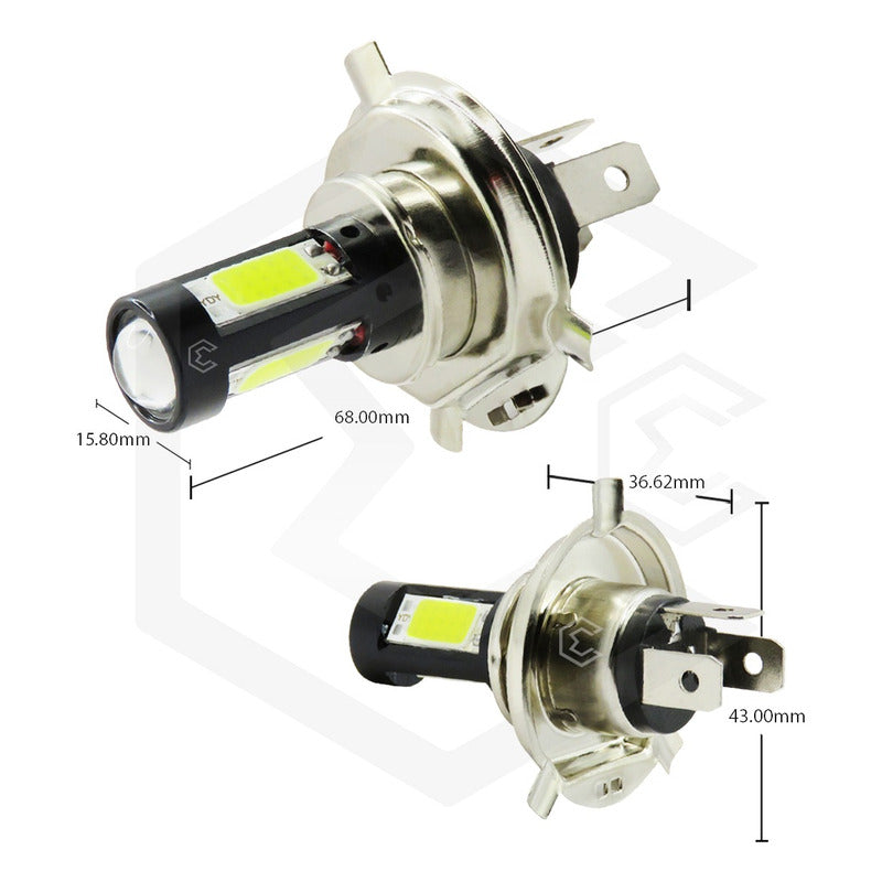Foco Moto H4 47 Leds Cob Ba20d 3 Caras Lupa 9000lm Reales T H4