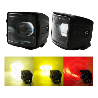 Par Faro Universal Cuadrado Bicolor Rojo 16 Hiper Led 12-24v