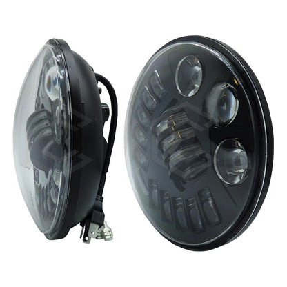 2 Faros Unidad Redonda 7'' 20 Hiperled Lupa Moto Bicolor 24v