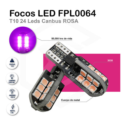 Par De Focos Pellizco T10 24 Leds Canbus 3030 Alta Potencia