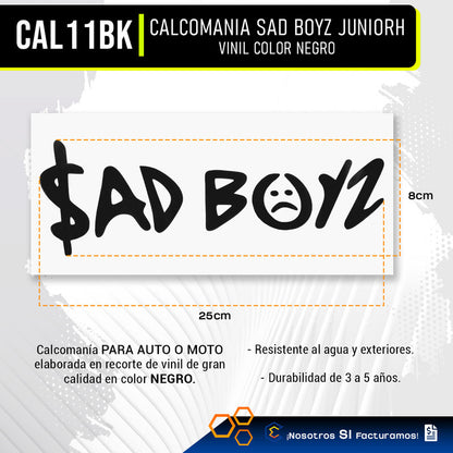 10 Calcomanía Sad Boyz Junior Sticker Vinil Auto Moto 25x8cm