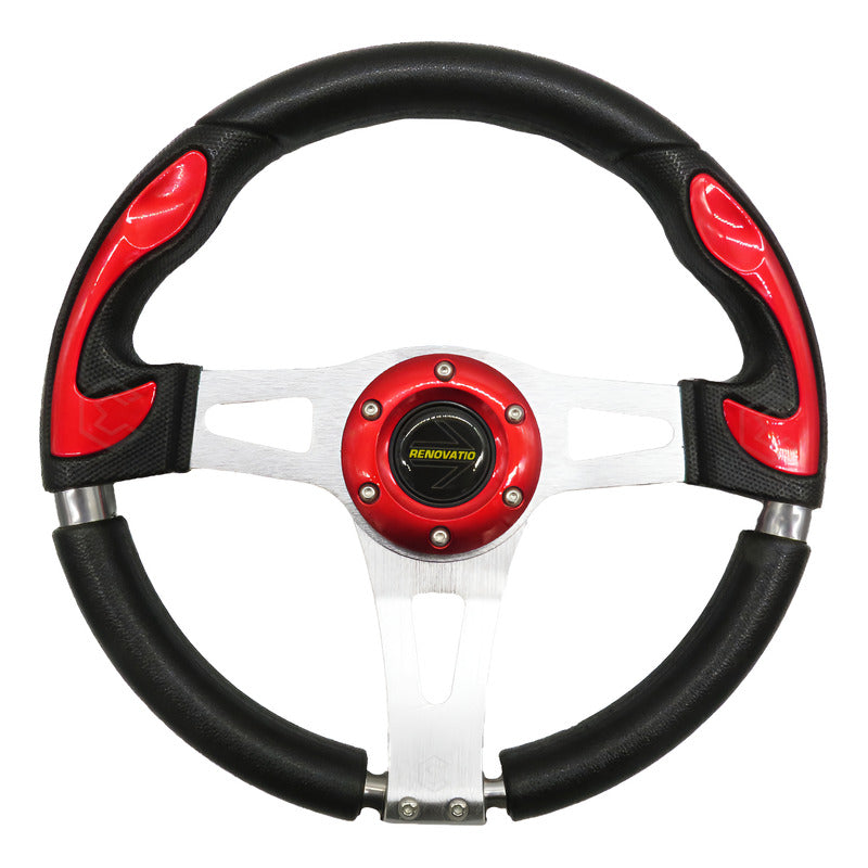 Volante Deportivo Universal De Metal Con 8 Pernos Rojo 33cm