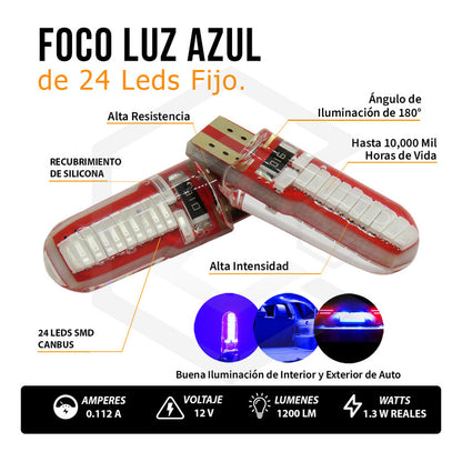 Kit 10 Focos De Pellizco T10 W5w 24 Leds Canbus 12v Fijo