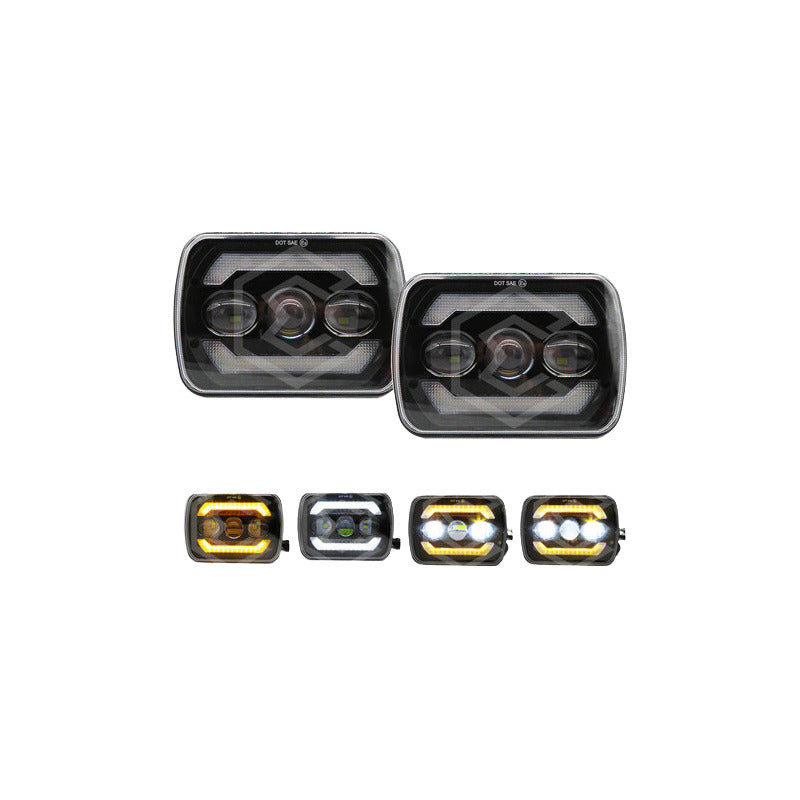 Par De Faros Unidad 5x7 Luz De Cortesía Ambar 3 Lupas 12-24v