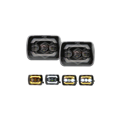 Par De Faros Unidad 5x7 Luz De Cortesía Ambar 3 Lupas 12-24v