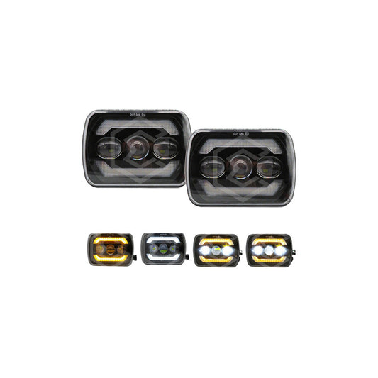 Par De Faros Unidad 5x7 Luz De Cortesía Ambar 3 Lupas 12-24v