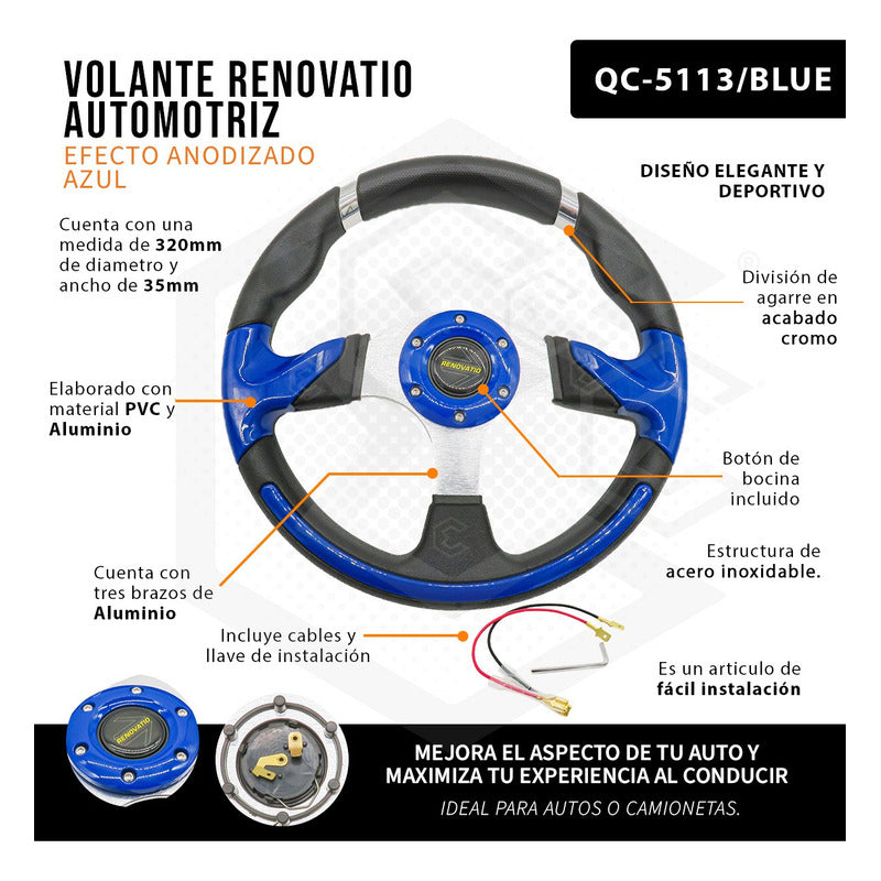 Volante Deportivo Universal De Metal Con Agarre En Cromo