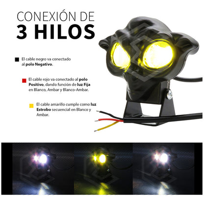 Par Faros 12 Leds 2 Lupas Bicolor Fijo Estrobo Duende 12-24v