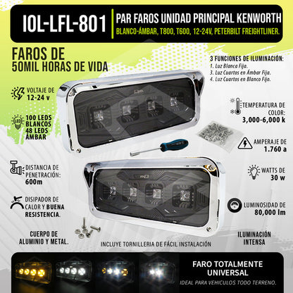 Par Faros Unidad Kenworth T800 T600 Peterbilt Freightliner Ambos Lados