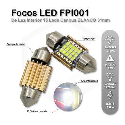 Kit De 10 Focos Interior 27 Leds Canbus 31mm 36mm 39mm 41mm