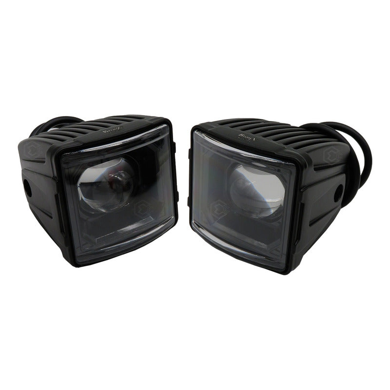 Par Faro Universal Cuadrado Bicolor Rojo 16 Hiper Led 12-24v