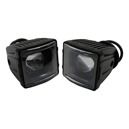 Par Faro Universal Cuadrado Bicolor Rojo 16 Hiper Led 12-24v