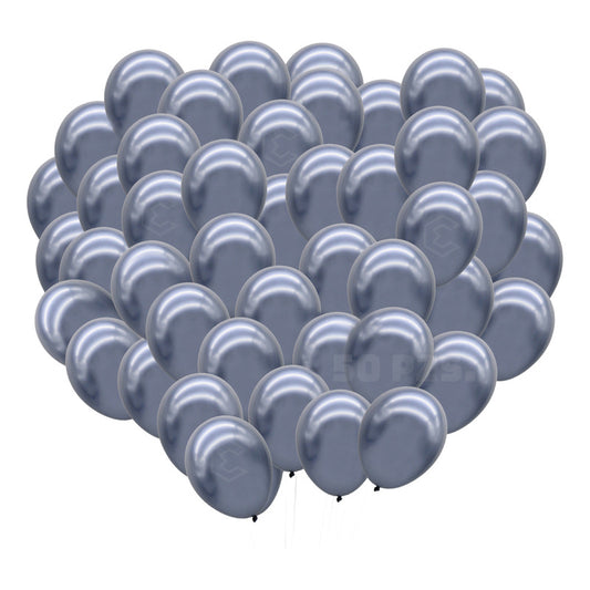 Bolsa 50 Globos Gris Metalizado #10 Fiestas Y Bodas Latex