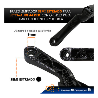 Brazo Limpiador Vw Golf - Audi -jetta A4 99-15 Derecho