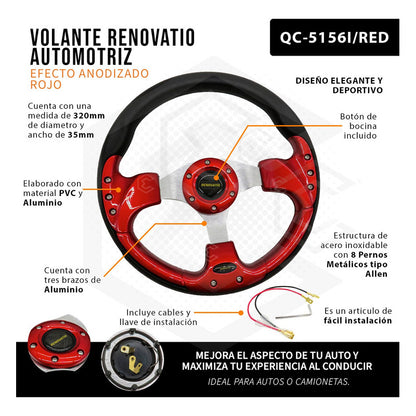 Volante Deportivo Universal De Metal Con 8 Pernos 320mm