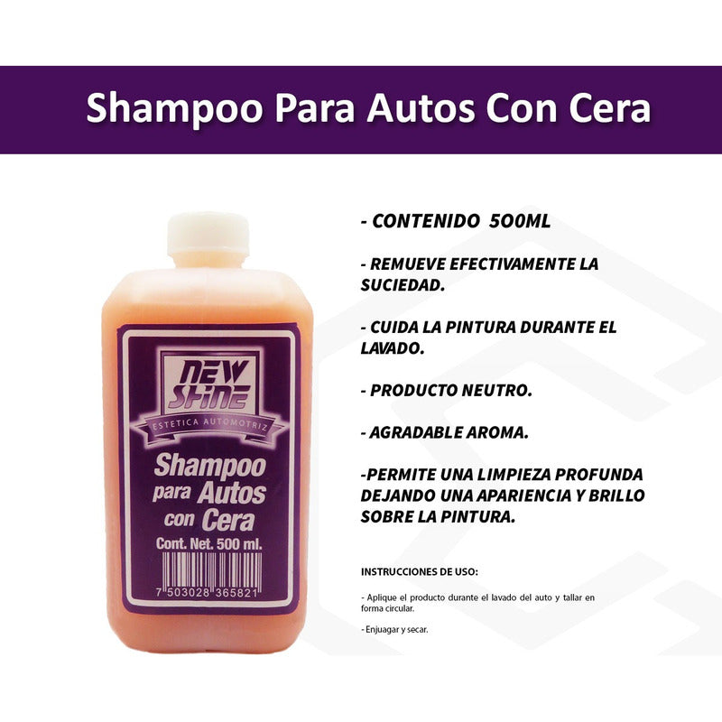 5 Shampoo Para Auto Con Cera Excelente Brillo 500ml