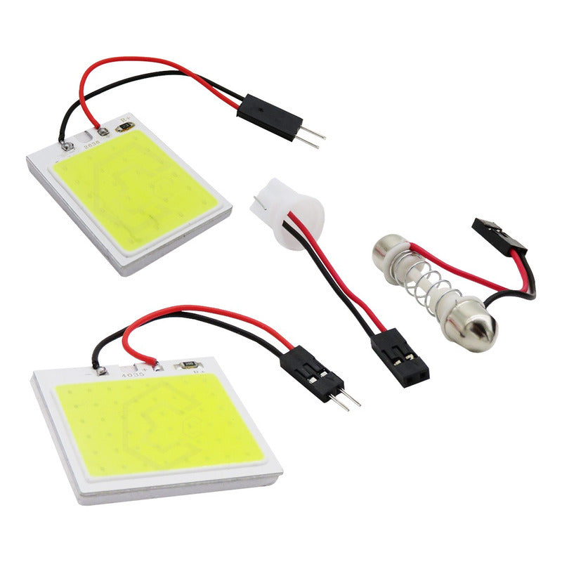 2 Placa Luz Interior Para Coche 24 48 Leds Cob 2 Adaptadores