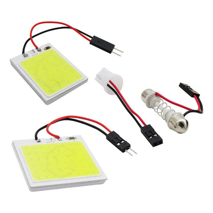 2 Placa Luz Interior Para Coche 24 48 Leds Cob 2 Adaptadores
