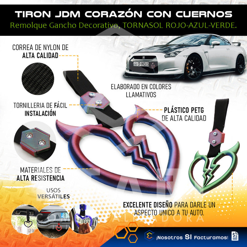 Tiron Corazon Cuernos Jdm Tsurikawa Remolque Gancho Decorati