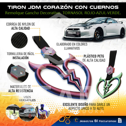 Tiron Corazon Cuernos Jdm Tsurikawa Remolque Gancho Decorati