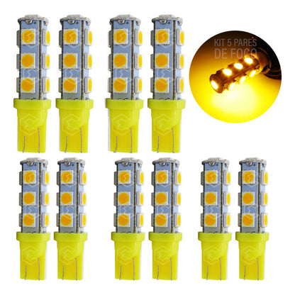 Kit 10 Focos Pellizco 13 Leds 5050 T10-158 Cuartos Stop 12v