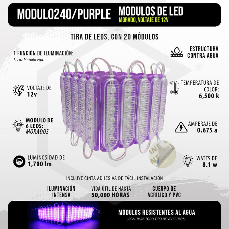 20 Módulos 6 Led Acrilico Alta Intensidad Color A Elegir 12v