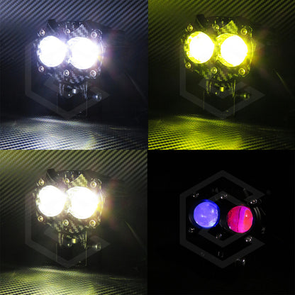 Par De Faros 8 Leds Bicolor Rgb 2 Lupas 5 Funciones 12-24v